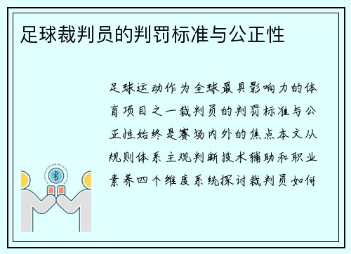 足球裁判员的判罚标准与公正性