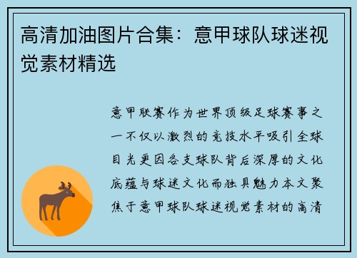 高清加油图片合集：意甲球队球迷视觉素材精选